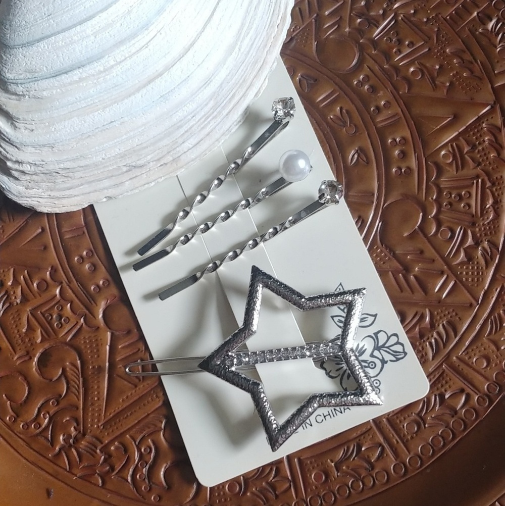 Star Hair Barrette w/ Rhinestones and Hairpins